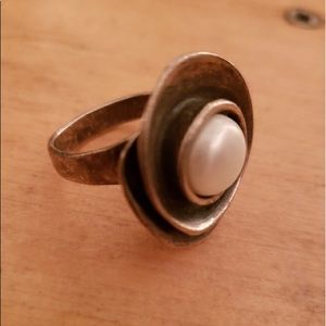 Silpada Vintage Lily Pearl Rose Ring